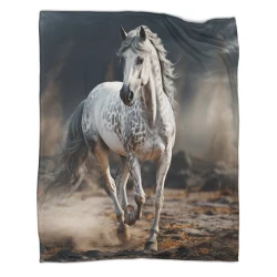 Cheval Plaid en Polaire Imprimé 3D Couverture Douce Confortable pour Canapé Lit Bureau