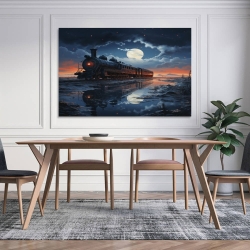 Train à vapeur Peinture sur toile sans cadre, impressions posters art mural pour déco maison chambre bureau