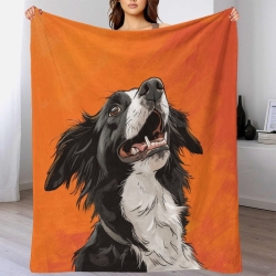 Border Collie Plaid en Polaire Imprimé 3D Couverture Douce Confortable pour Canapé Lit Bureau