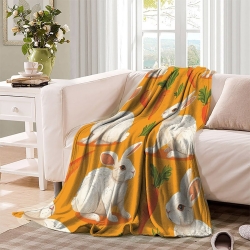 Lapin Petit lapin Plaid en Polaire Imprimé 3D Couverture Douce Confortable pour Canapé Lit Bureau