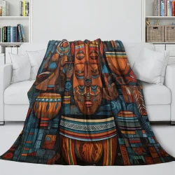 Tambours africains Plaid en Polaire Imprimé 3D Couverture Douce Confortable pour Canapé Lit Bureau
