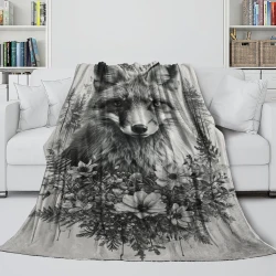 Renard Plaid en Polaire Imprimé 3D Couverture Douce Confortable pour Canapé Lit Bureau