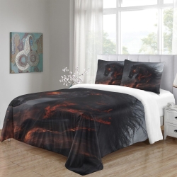 Cheval Housse de Couette Imprimée 3D Douce 3 Pièces Literie Garçons Filles