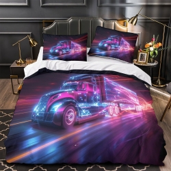 Gros camion Housse de Couette Imprimée 3D Douce 3 Pièces Literie Garçons Filles