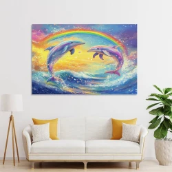 Delfin Unrahmtes Leinwandbild, Wandkunst-Poster-Drucke für Zuhause, Schlafzimmer, Büro Dekoration