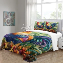 Coq Housse de Couette Imprimée 3D Douce 3 Pièces Literie Garçons Filles