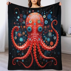 Mythe de l'horreur Cthulhu Plaid en Polaire Imprimé 3D Couverture Douce Confortable pour Canapé Lit Bureau