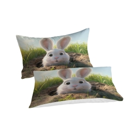 Lapin Housse de Couette Imprimée 3D Douce 3 Pièces Literie Garçons Filles