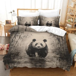 Panda Housse de Couette Imprimée 3D Douce 3 Pièces Literie Garçons Filles