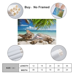 Chat Peinture sur toile sans cadre, impressions posters art mural pour déco maison chambre bureau