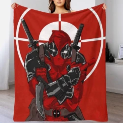 Marvel Deadpool Plaid en Polaire Imprimé 3D Couverture Douce Confortable pour Canapé Lit Bureau