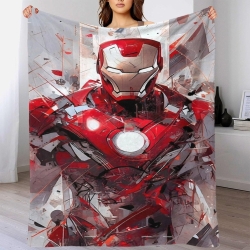 Avengers Iron Man Plaid en Polaire Imprimé 3D Couverture Douce Confortable pour Canapé Lit Bureau