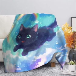 Chat Plaid en Polaire Imprimé 3D Couverture Douce Confortable pour Canapé Lit Bureau