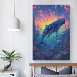 Baleine Peinture sur toile sans cadre, impressions posters art mural pour déco maison chambre bureau