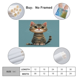Chat de dessin animé Peinture sur toile sans cadre, impressions posters art mural pour déco maison chambre bureau