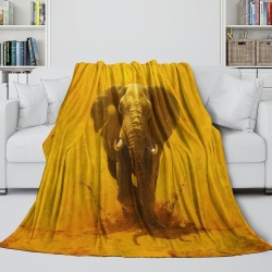 Éléphant Plaid en Polaire Imprimé 3D Couverture Douce Confortable pour Canapé Lit Bureau