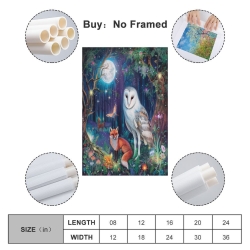 Hibou Peinture sur toile sans cadre, impressions posters art mural pour déco maison chambre bureau