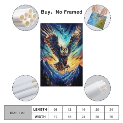 Hibou Peinture sur toile sans cadre, impressions posters art mural pour déco maison chambre bureau