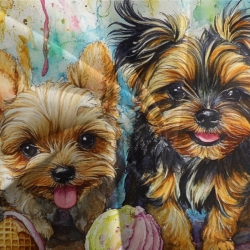 Yorkshire Terrier Housse de Couette Imprimée 3D Douce 3 Pièces Literie Garçons Filles
