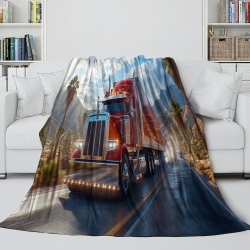 Gros camion Plaid en Polaire Imprimé 3D Couverture Douce Confortable pour Canapé Lit Bureau