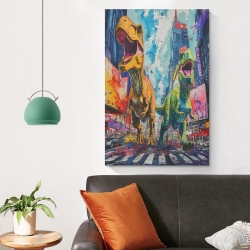 Dinosaure Peinture sur toile sans cadre, impressions posters art mural pour déco maison chambre bureau