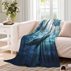 Phoque Plaid en Polaire Imprimé 3D Couverture Douce Confortable pour Canapé Lit Bureau