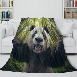 Panda Plaid en Polaire Imprimé 3D Couverture Douce Confortable pour Canapé Lit Bureau