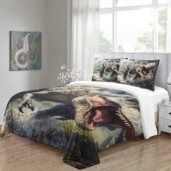Dinosaure Housse de Couette Imprimée 3D Douce 3 Pièces Literie Garçons Filles