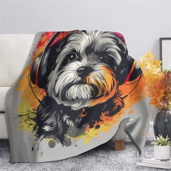 Bichon frisé Plaid en Polaire Imprimé 3D Couverture Douce Confortable pour Canapé Lit Bureau
