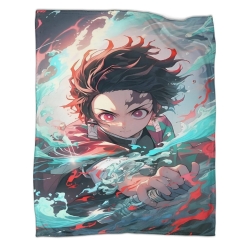 Tueur de démons: Demon Slayer Plaid en Polaire Imprimé 3D Couverture Douce Confortable pour Canapé Lit Bureau