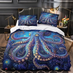 Pieuvre Housse de Couette Imprimée 3D Douce 3 Pièces Literie Garçons Filles