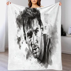 Lionel Messi Plaid en Polaire Imprimé 3D Couverture Douce Confortable pour Canapé Lit Bureau