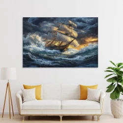 Voilier Peinture sur toile sans cadre, impressions posters art mural pour déco maison chambre bureau