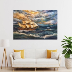 Voilier Peinture sur toile sans cadre, impressions posters art mural pour déco maison chambre bureau