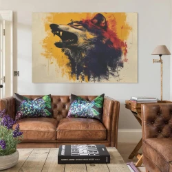Colorful Wolf Unframed Canvas Painting, Wall Art Poster Prints for Home Bedroom Office Decoration