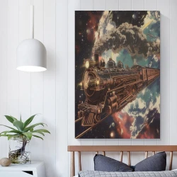Train à vapeur Peinture sur toile sans cadre, impressions posters art mural pour déco maison chambre bureau