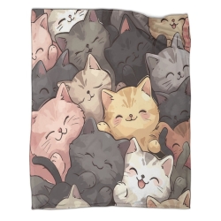 Chat Plaid en Polaire Imprimé 3D Couverture Douce Confortable pour Canapé Lit Bureau