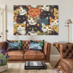 Chat Peinture sur toile sans cadre, impressions posters art mural pour déco maison chambre bureau