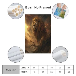 Lion Peinture sur toile sans cadre, impressions posters art mural pour déco maison chambre bureau