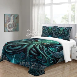 Mythe de l'horreur Cthulhu Housse de Couette Imprimée 3D Douce 3 Pièces Literie Garçons Filles