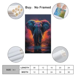 Éléphant Peinture sur toile sans cadre, impressions posters art mural pour déco maison chambre bureau