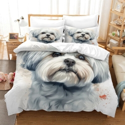 Shih Tzu Housse de Couette Imprimée 3D Douce 3 Pièces Literie Garçons Filles