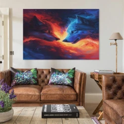 Colorful Lupo Pittura su tela senza cornice, stampe di poster arte murale per arredo casa camera ufficio