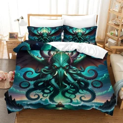 Mythe de l'horreur Cthulhu Housse de Couette Imprimée 3D Douce 3 Pièces Literie Garçons Filles
