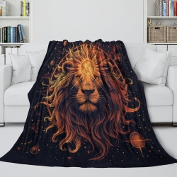 Lion Plaid en Polaire Imprimé 3D Couverture Douce Confortable pour Canapé Lit Bureau