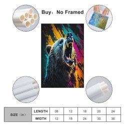 Ours noir Peinture sur toile sans cadre, impressions posters art mural pour déco maison chambre bureau