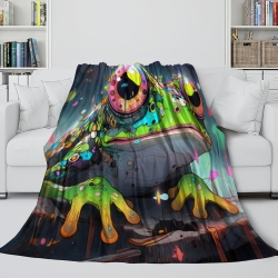 Grenouille Plaid en Polaire Imprimé 3D Couverture Douce Confortable pour Canapé Lit Bureau