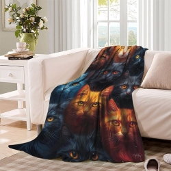 Chat Plaid en Polaire Imprimé 3D Couverture Douce Confortable pour Canapé Lit Bureau