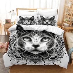 Cute Chat Housse de Couette Imprimée 3D Douce 3 Pièces Literie Garçons Filles