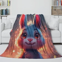 Lapin Petit lapin Plaid en Polaire Imprimé 3D Couverture Douce Confortable pour Canapé Lit Bureau